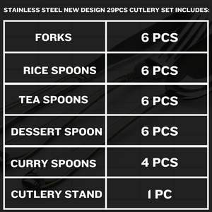 Ensemble de couverts en acier inoxydable fait main, 29 pièces, motif floral, qualité alimentaire, design élégant à motifs de pétales, collection moderne, ensemble cuillère-fourchette - Product Image 4