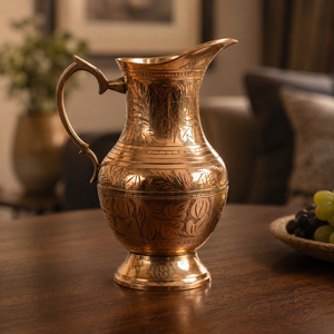 Carafe à eau artisanale en laiton massif, décorative, gravée, vintage, pour la maison, la cuisine, le restaurant, l'hôtel, cadeau - Product Image 2