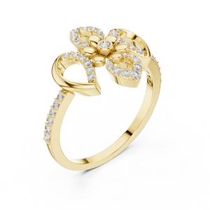 Anillo de Diamantes Floral de Lujo para Mujer |   Diseño Fleur De Lis |   Engaste Micro Pavé |   Anillo de Moissanita |   Aleación de Plata de Ley - Product Image 2