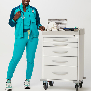 Uniformes de Enfermería para Mujer, Cómodos, Azules, de Manga Larga, para Centro de Atención Médica, de Poliéster y Rayón, Conjuntos de Uniformes para Hospital - Product Image 1