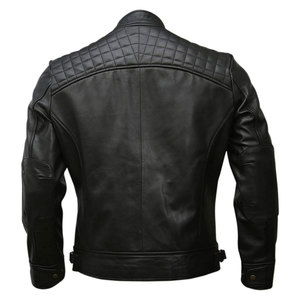 Blouson aviateur en cuir de vachette noir pour homme, col montant, fermeture éclair, coupe ajustée, manches classiques, style hiver, écologique - Product Image 2