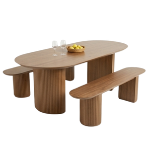 Table à manger ovale en bois massif, design minimaliste, moderne et écologique, pour la maison, l'hôtel et les salles à manger de villas - Product Image 3