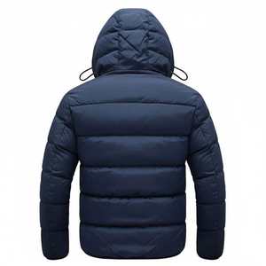 Chaqueta Acolchada con Capucha para Hombre, Color Azul Marino, Relleno de Poliéster, Cierre Frontal con Cremallera, Abrigo Casual de Invierno para Exteriores, Prenda Ligera - Product Image 6
