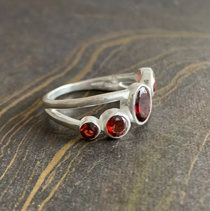 Dainty 925 Sterling <b>Silver</b> Multi <b>Garnet</b> Gemstone <b>Ring</b> Handmade Designer Jewelry for Women Trendy Style Gift - Product Image 3