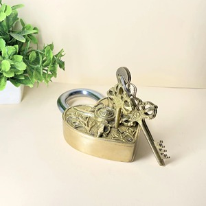 Shield & Sword Royal Brass <b>Padlock</b> High Quality Customization Lock Brass Key <b>Padlock</b> Diary <b>Padlock</b> Heart Vintage Design Patina - Product Image 3