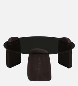 Table basse moderne en bois massif avec plateau en verre pour salon, bureau ou salle de séjour - Meuble décoratif - Product Image 1