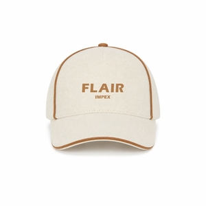 Gorra de Béisbol de Lujo Personalizada de 6 Paneles, Gorra Deportiva de Lona Crema de Alta Calidad con Ribete de Cuero en Contraste, Gorras Strapback al por Mayor de Moda - Product Image 1