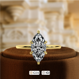 Anillo de Diamante Cultivado en Laboratorio con Corte Marquesa de 1 Quilate, Anillo de Oro de 14K, Anillo de Compromiso Solitario con Certificado lGI, Anillo Vintage, Anillo de Aniversario - Product Image 2