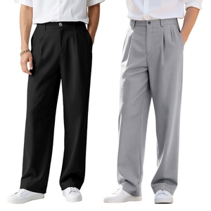 Pantalon formel plissé pour homme en polyester et élasthanne de haute qualité, respirant, infroissable, décontracté, personnalisable - Product Image 1