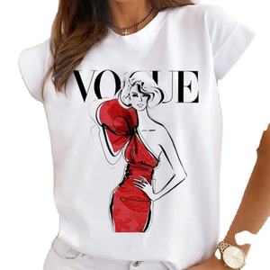 Anti Pilling cuello redondo último diseño personalizado mujer impreso manga corta Camiseta alta calidad Bangladesh venta al por mayor Venta caliente - Product Image 5