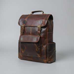 Custom Genuine Leather Backpack <b>Men</b> Vintage Travel <b>Laptop</b> Rucksack Waterproof Outdoor School Daypack <b>Bag</b> LBK-0101 - Product Image 6