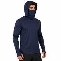Sweat à capuche anti-UV UPF 50 pour homme, manches longues, couleur unie, vêtements de pêche, pull-over, polyester, taille adulte