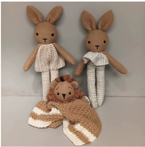 Ensemble de jouets en peluche tricotés à la main, lapins, lions et autres animaux en crochet doux, adorables animaux en peluche pour enfants, cadeaux pour la crèche - Product Image 6