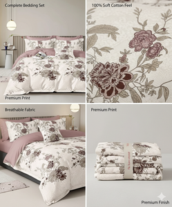 Parure de draps de mariage 4 pièces en microfibre tissée de haute qualité, motif floral, 200 fils, sans plis, anti-bactérienne, taille Queen - Product Image 5