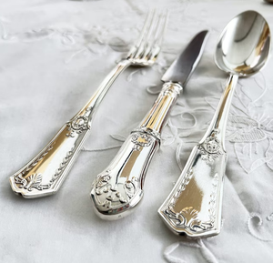 Ensemble de couverts en acier inoxydable gaufré, style vintage royal, vente en gros, directement de l'usine, pour mariage - Product Image 2