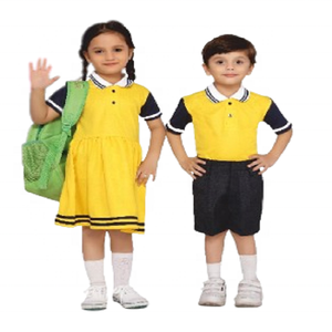 Conjunto de Uniforme Escolar Primario para Niños, Unisex, Camisetas de Poliéster/Algodón y Vestido Tipo Jumper Azul - Product Image 3