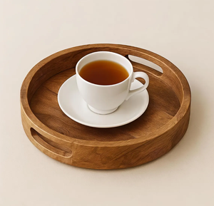 Bandeja de Servicio de Madera de Alta Calidad, Artículos para Hoteles, Bandeja Redonda Hecha a Mano para Mesa, Plato de Almacenamiento, Venta Caliente - Product Image 6
