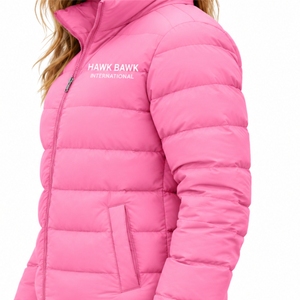 <b>Womens</b> Winter <b>Hooded</b> <b>Lightweight</b> Breathable Puffer <b>Jacket</b> Quilted Panels Full Zip Padded Structure Side Pockets Slim Thin Modern - Product Image 6