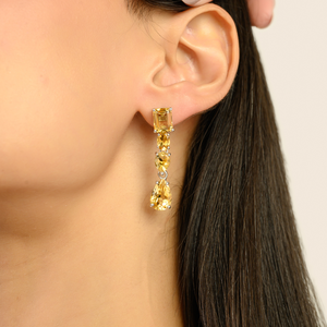 Pendientes Largos Elegantes de Citrino Dorado en Plata de Ley S925, Joyería Fina con Piedra de Nacimiento de Noviembre - Product Image 4