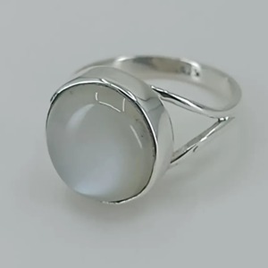 Rainbow Moonstone <b>Ring</b> 925 Sterling <b>Silver</b> Handmade <b>Statement</b> Promise <b>Ring</b> for Women Boho Round June Birthstone Jewelry - Product Image 2