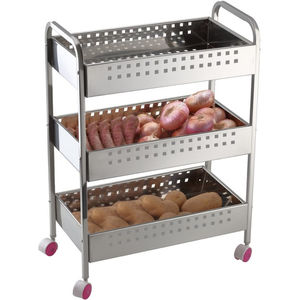 Chariot de rangement à 3 niveaux en métal chromé avec roulettes, design fabuleux, pour cuisine et maison, prix le plus bas - Product Image 5