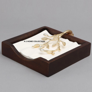 Porte-serviettes décoratif en métal noir de style traditionnel avec motif floral doré, idéal pour la maison et l'hôtel - Product Image 6