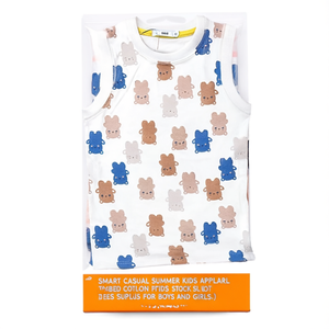 Camiseta sin mangas de algodón estampada para niños, estilo casual elegante y transpirable, de punto, para verano, varios tamaños, excedente de stock para niños y niñas - Product Image 3