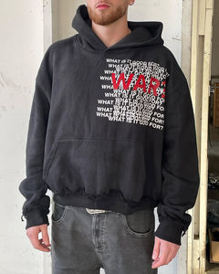 Ensemble de survêtement unisexe personnalisé avec logo brodé, coupe ample, délavé à l'acide, effet soleil, pantalon de jogging épais et évasé, sweat à capuche et pantalon de survêtement - Product Image 4