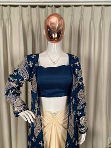 Koti de luxe brodé de sequins avec chemisier en soie et jupe drapée – Tenue Indo-Occidentale pour mariages - Product Image 2