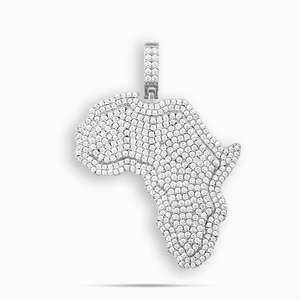 Colgante de mapa de África con incrustaciones de diamantes |    Colgante del Continente Africano |    Joyería Hip Hop de Acero Inoxidable para Hombre - Product Image 2
