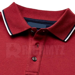 เสื้อกอล์ฟสีแดงเลือดหมูขายดี ปรับแต่งโลโก้ได้ ผลิตจากผ้าโพลีเอสเตอร์/คอตตอนเจอร์ซีย์ ระบายอากาศได้ดี สไตล์วินเทจ แขนสั้น เหมาะสำหรับใส่ทำงาน - Product Image 5