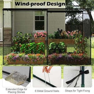 Black 10 6.5 6.5 ft Garden Crop Cage Wind Proof Metal <b>Frame</b> Zippered Doors <b>Plant</b> Protection Tent for Vegetables Garden Netting - Product Image 5