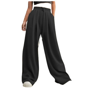 Pantalones de chándal de algodón grueso para mujer, estilo urbano, de invierno, holgados, transpirables, de pierna ancha, con cordón ajustable - Product Image 6