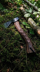 A&M ENTERPRISES Handmade Forged Steel Camping Hatchet with Wood <b>Handle</b> Custom Bushcraft <b>Axe</b> Full Tang Wood <b>Handle</b> with <b>Axes</b> - Product Image 2