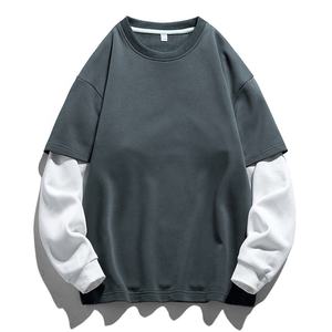 Alta calidad 250gsm 82% mezcla de algodón esencial Unisex doble capa manga larga Camiseta fábrica al por mayor logotipo personalizado impresión - Product Image 3