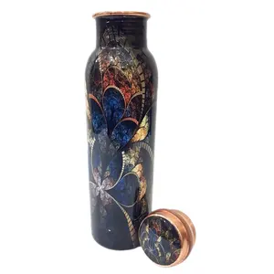 Garrafa de água pintada à mão de cobre puro, garrafa de água personalizada para bebidas