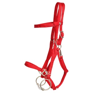 Bridon de cheval en nylon rouge avec sangles réglables, quincaillerie et mors en acier inoxydable pour l'équitation western et l'équipement équestre - Product Image 1