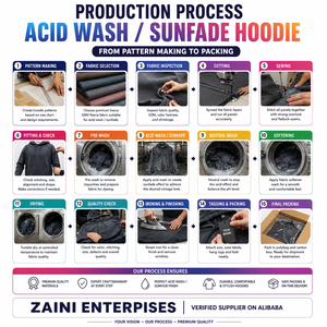 Sudadera con Capucha de Felpa de Algodón y Poliéster de 450 GSM, Color Marrón Negro Lavado Ácido, con Bordado Personalizado, Impresión de Logotipo, OEM, ODM - Product Image 5