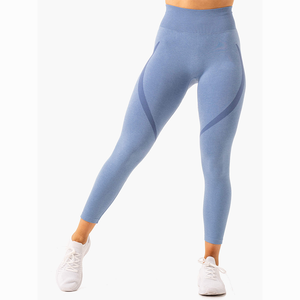 Leggings de sport taille haute à compression pour femme, sans couture, effet froncé aux fesses, pour fitness, course et yoga, coloris tendance - Product Image 3