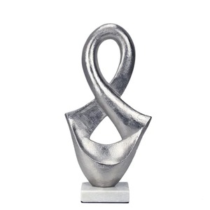 Sculpture moderne en métal en forme de feuille, objet décoratif de table, base en marbre, pièce d'art irrégulière pour salon, bureau à domicile - Product Image 5