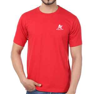 Camiseta de Manga Corta Roja para Hombre Aussie Edge, Corte Regular, Cuello Redondo, Informal, Tejido de Punto, Transpirable, 100% Algodón, Secado Rápido - Product Image 1