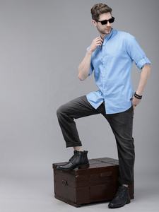 Camisas de manga larga para hombre, camisa de talla grande con botones, Color sólido, 100% algodón, Formal, Logo personalizado - Product Image 4