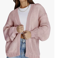 NOUVEAUTÉ DIRECTE D'USINE DU BANGLADESH – CARDIGANS LONGS ET LAMINÉS POUR FEMMES, SURDIMENSIONNÉS, À LOGO PERSONNALISÉ, À OUVERTURE FRONTALE, EN TRICOT