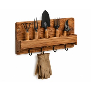 Porte-outils et organisateur de jardin rustique en bois de teck à un seul niveau pour salon - Vente en gros Inde - Product Image 1