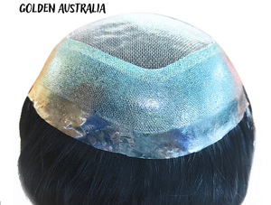Prothèse capillaire droite premium Golden Australia Border pour hommes, cheveux indiens Remy, technique PU, haute qualité, design central, base en dentelle et PU - Product Image 6