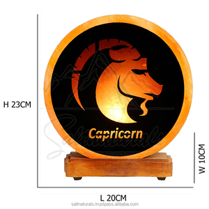 Lámpara de sal del Himalaya con forma de Capricornio y logotipo personalizado, lámpara de cristal natural astrológica con luz ámbar cálida - Product Image 3