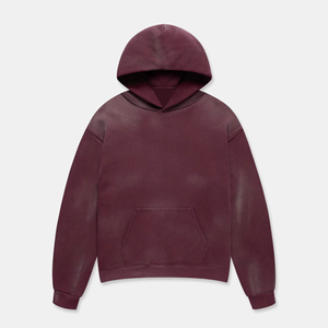Sweat à capuche zippé décontracté vintage délavé à l'acide en coton épais streetwear thermique oversize pour homme hiver 2026 - Product Image 1