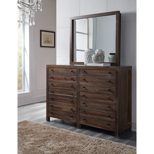 Juego de dormitorio rústico de madera maciza tamaño queen con cómoda de almacenamiento y mesita de noche, acabado antiguo, estilo moderno de granja. - Product Image 3