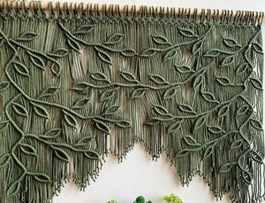 Macrame Leaf Window Curtain: Boho Valance, Doorway Tapestry - Product Image 1