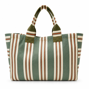 Recycled <b>Nylon</b> Fabric Fashion <b>Tote</b> Bag with Striped Design Reusable Large Capacity Shoulder Shopping Beach Travel Bag - Product Image 1